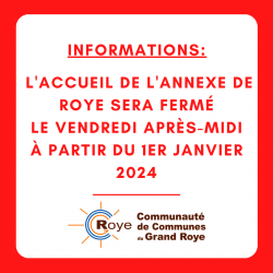 Fermeture de l'annexe de Roye le vendredi après-midi dès le 1er janvier 2024
